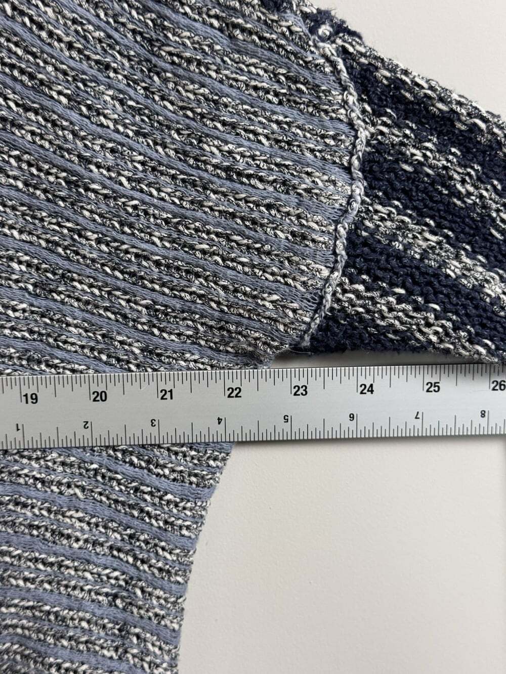 Women’s Free People Gray Blue White Striped Ribbed Knit Scoop Neck Sweater - Picture 4 of 7